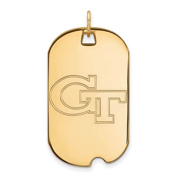 10k Yellow Gold Georgia Technology Large Dog Tag Pendant